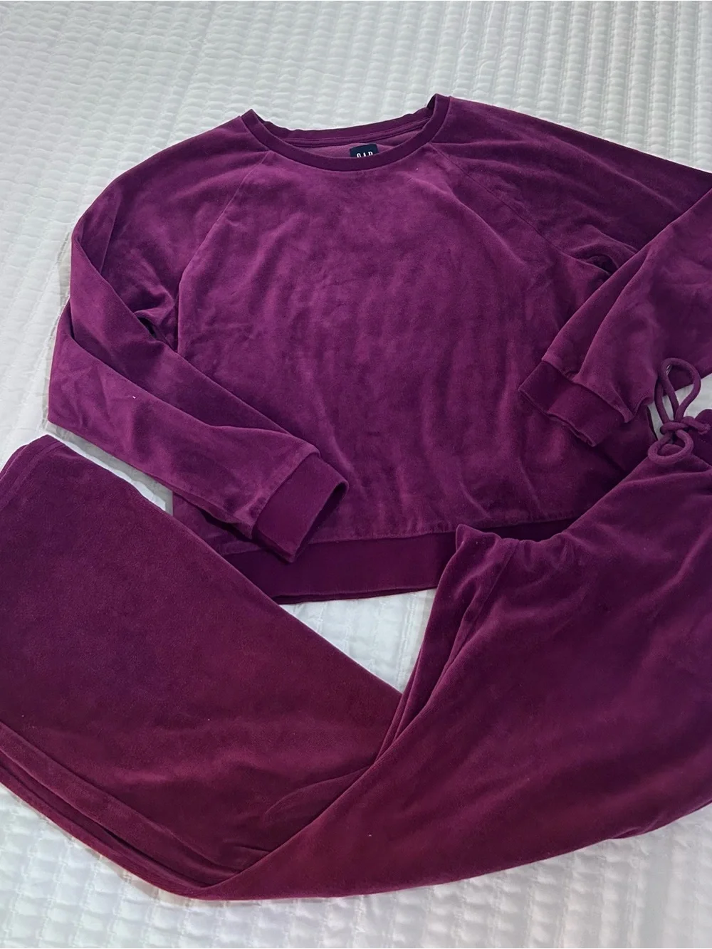 GAP Kids Plush Velour Loungewear Set - Deep Berry Plum